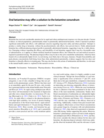 Oral ketamine may offer a solution to the ketamine conundrum