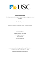 Sense of school belonging: How do special schools recognise, nurture, support and promote school belonging?