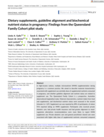 Dietary supplements, guideline alignment and biochemical nutrient status in pregnancy: Findings from the Queensland Family Cohort pilot study