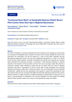 "Communal News Work" as Sustainable Business Model: Recent Print‐Centric News Start‐Ups in Regional Queensland