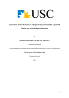 Exploration of Oral Ketamine as a Rapid-Acting Anti-Suicidal Agent with Clinical and Neurobiological Outcomes