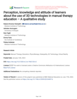 Perception, knowledge and attitude of learners about the use of 3D technologies in manual therapy education – A qualitative study