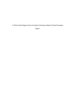 To Which World Regions Does the Valence-Dominance Model of Social Perception Apply?
