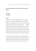 Early Intervention Music Therapy for Adolescent Mothers and their Children