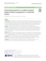 Overcoming barriers to evidence-based patient blood management: a restricted review
