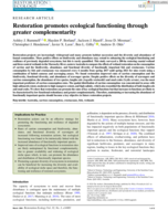Restoration promotes ecological functioning through greater complementarity