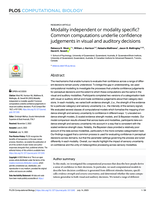 Modality independent or modality specific? Common computations underlie confidence judgements in visual and auditory decisions