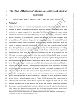 The effect of Huntington's disease on cognitive and physical motivation