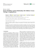 Parent Self-Efficacy and Its Relationship with Children’s Screen Viewing: A Scoping Review
